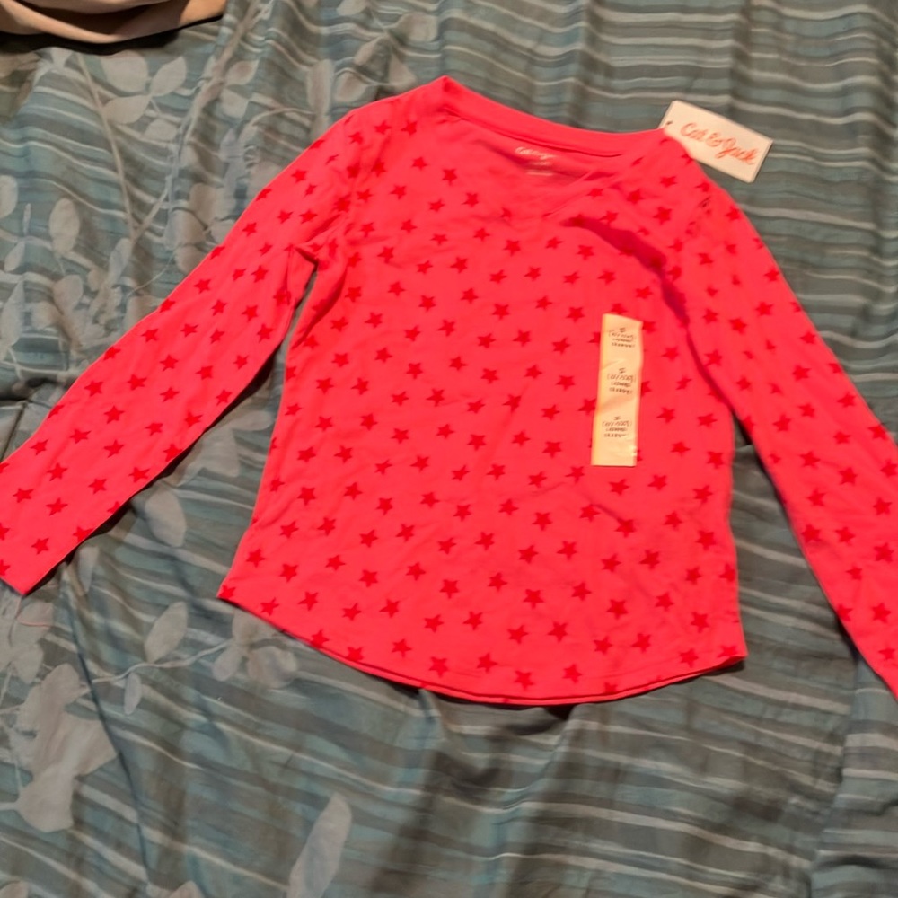 Youth (girls) pink long sleeve shirt with stars